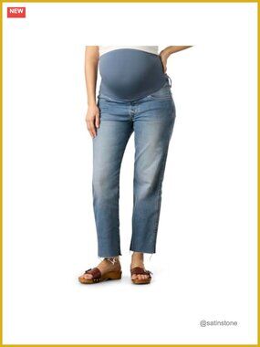 Maternity Straight Leg Jeans SoftStay Belly Band High Rise Pull On